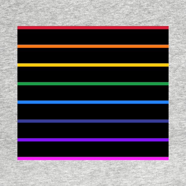 Black and rainbow narrow stripes - horizontal by bettyretro